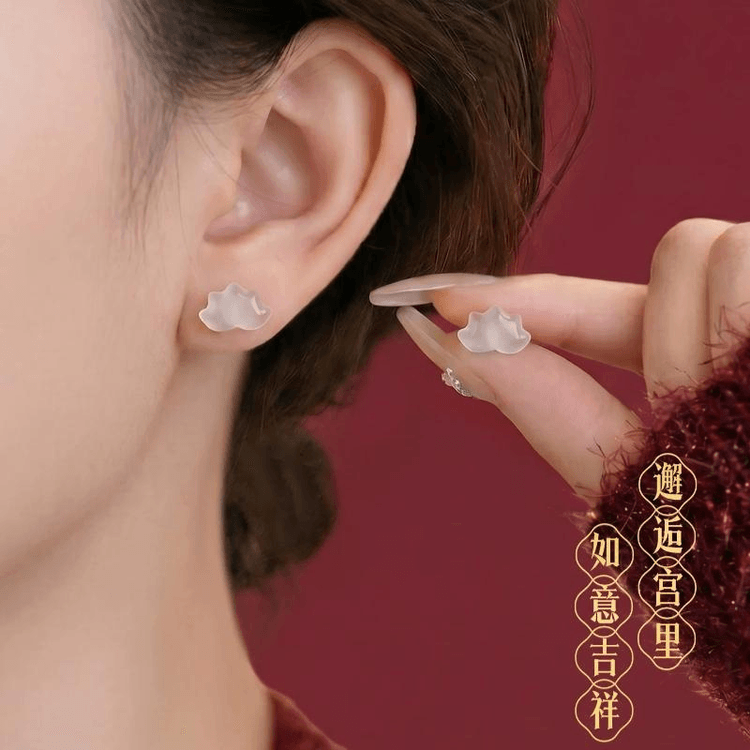 中国直邮】 故宫文创 宫里上新 玛瑙耳钉女款天然玉石耳饰高级感耳环