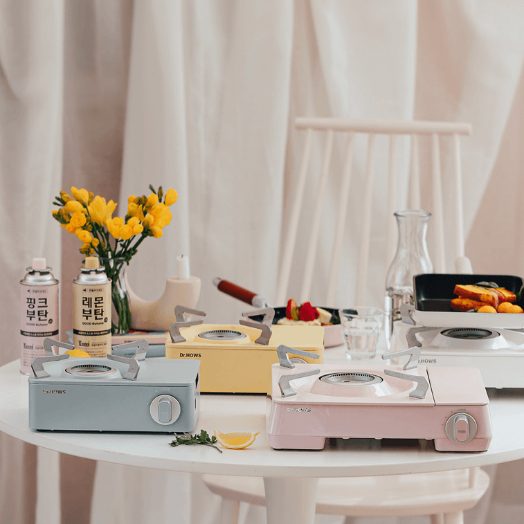 韩国DR.HOWS 迷你卡式炉瓦斯炉 家用便携式野营烧烤火锅炉具 灰雾青【适用于正常8oz瓦斯罐尺寸】 3