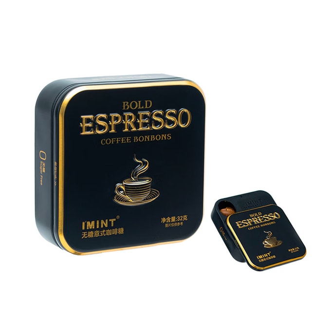 【中国直送】IMINT 無糖イタリアンエスプレッソキャンディ 32g 0 糖【雲南アラビカコーヒー豆抽出】低カフェインアイス爽やかシルクのような滑らかさクリアな口当たり プッシュプル式ポータブルミニゴールド缶 ドライブ通勤学生受験勉強夜更かしオフィス仕事の油切りリフレッシュ息リフレッシュ 泡立て不要即食覚醒代替ハードキャンディスナック