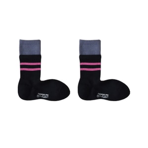 Women's Yoga Socks Double Layer Mid-Calf Socks Antibacterial Deodorant Sports Socks Black Size F 1 Pair