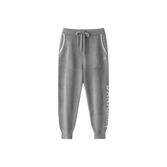 Men's Half Fleece Loungewear Pajamas Pants 505P Gray L Size