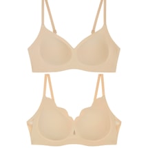 Ubras 윙 엠보싱 소프트 서포트 브라 미디엄 & 쿨 페탈 컵 샌드위치 소프트 서포트 후크백 브라 미디엄+ 세트 (누드 스킨 톤)