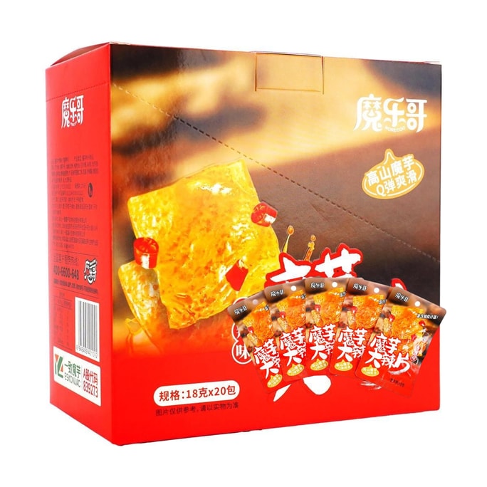 魔乐哥 高山魔芋大辣片 香辣味 20包入 360g【低脂低卡 富含膳食纤维】
