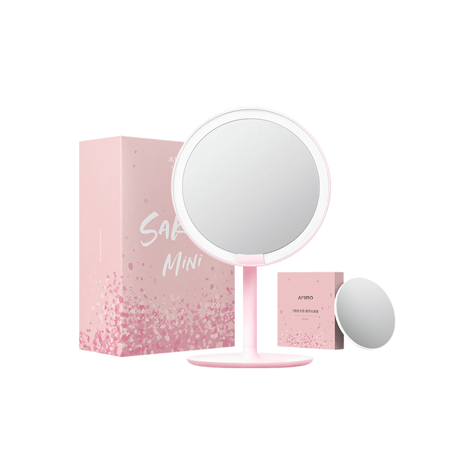 Rechargeable LED Lighted Makeup Mirror Vanity Mirror with 5X Magnifying Mirror Sakura Pink