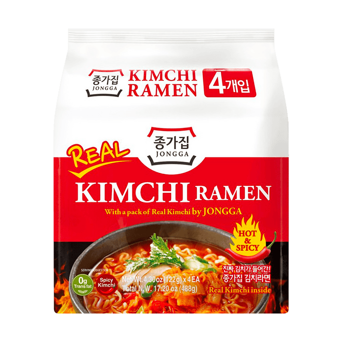 Hot & Spicy Kimchi Ramen - 4 Packs, 4.3oz
