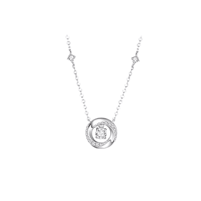 【中國直郵】周大學生 莫比烏斯環心動銀項鍊跳動的心輕奢小眾簡約送女友生日禮物 莫比烏斯星環