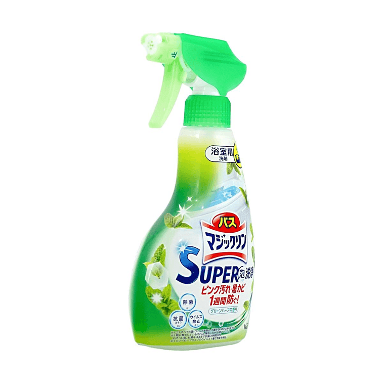 日本KAO花王 Super浴室浴缸多用途清洁剂 去水垢污垢水渍除垢剂泡沫喷雾 清新森林香 350ml 6