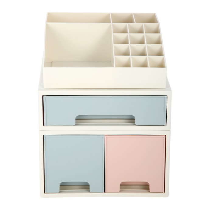 Stationery Organizer Box Roselife Multifunctional Desk Storage Box Set Free Stacking [TBD-08] w/ 3 Drawers + 16 Slots