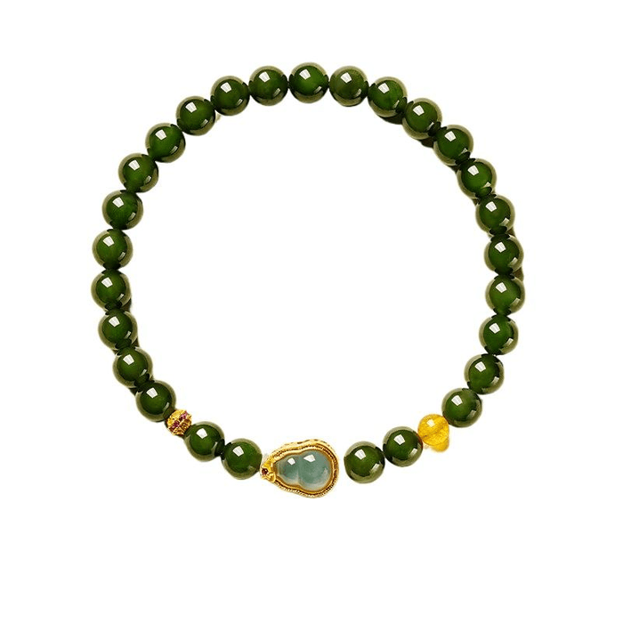 【中国直邮】 故宫文创 故院文创 和田玉手串女款天然玉石貔貅手链 福禄连珠 16厘米