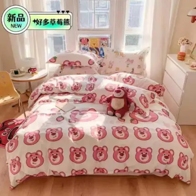 LifeEase Disney print Bedspread Set 4 Piece*Many Strawberry Bears