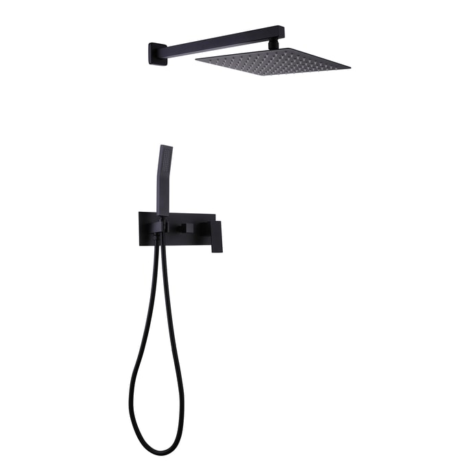 12 Inches Matte Black Shower System Bathroom Luxury Rain Mixer Shower Combo Set Wall Mounted Rainfall Shower Head System