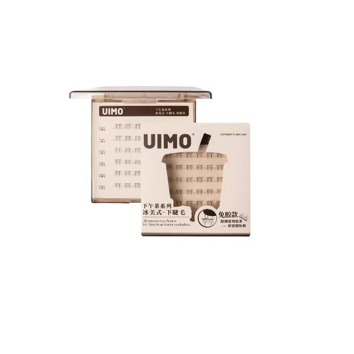【中国直送】uimo グルーフリー ナチュラル 透明 つけまつげ スモールフレームスタイル アメリカンスタイル 36本 5mm x 1箱