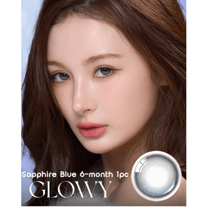 [중국 직송] 한국산 O-LENS 글로위 사파이어 블루 [글라스 블루] 6개월 일회용 소구경 내추럴 컬러 콘택트렌즈 1팩 [1쌍 필요시 2개 주문] 0