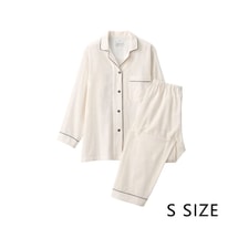 【日本直邮】 日本 MUJI 无印良品 女士双层纱布长袖睡衣套装 舒适亲肤 透气柔软 米白色 S码 1套