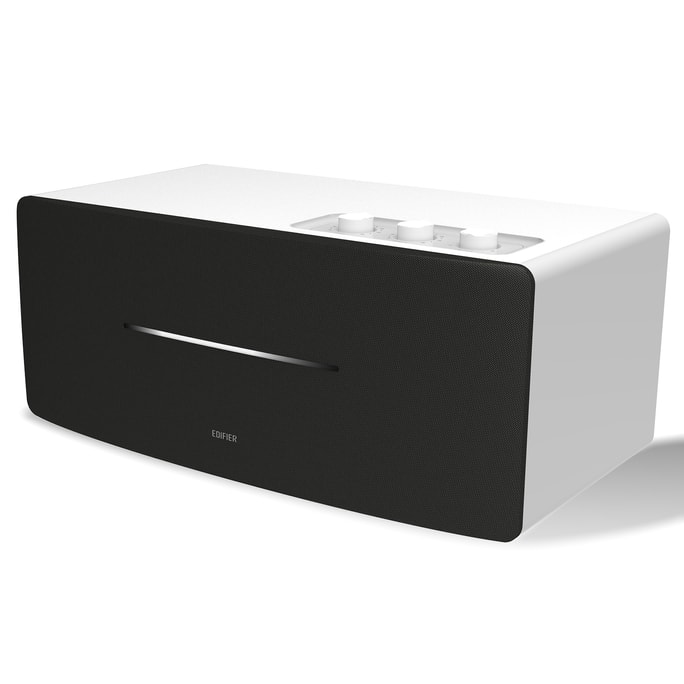 Edifier D12 Tabletop Speaker - Integrated Desktop Stereo Bluetooth Speaker - Wireless Computer Speaker  White Enclosure