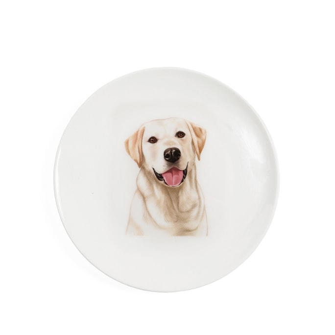 Petorama陶瓷寵物肖像中間印花6「圓形餐盤-拉布拉多