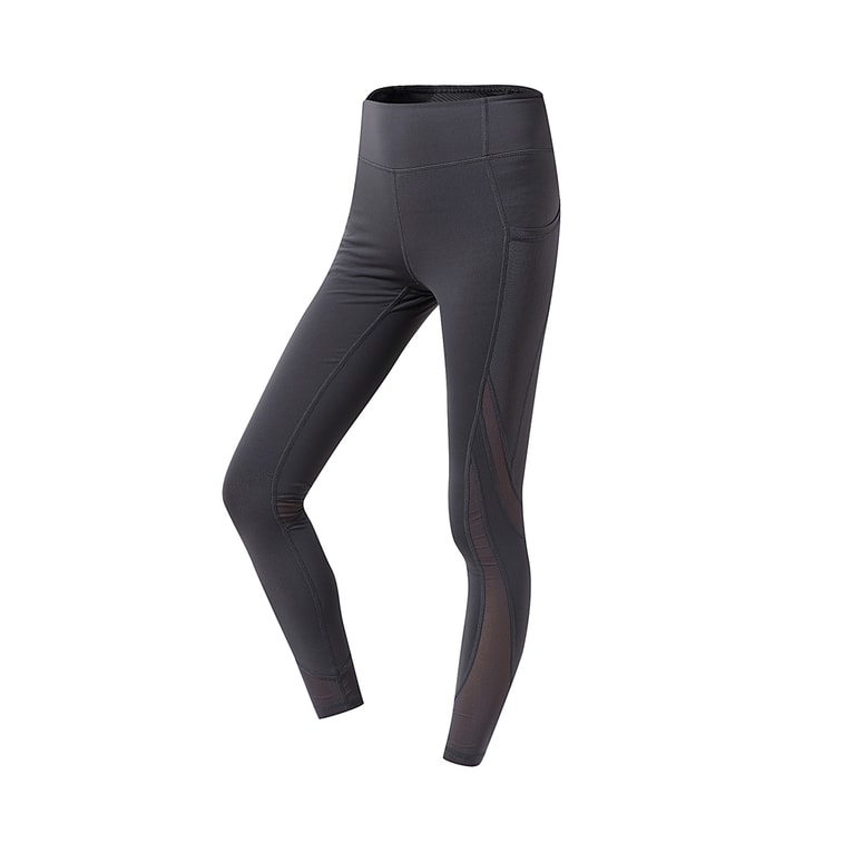 暴走的萝莉 拼接网纱健身裤女夏季 弹力紧身提臀瑜伽跑步运动长裤/灰色#/M 5