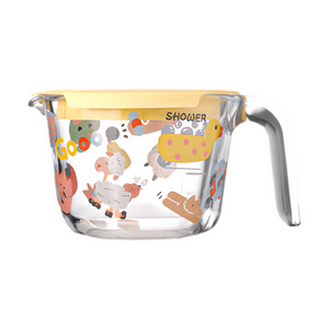 蓋とスケール付きの朝食用カップ ガラス計量カップ ミルクカップ カラフル パーティー 500ml