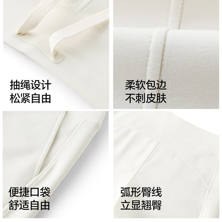Casual Sports Shorts Eggshell White L 1 piece Air Layer Drawstring Three-point Straight Loose Yoga Shorts Cloud-like Feel For Home Outdoor Use 9