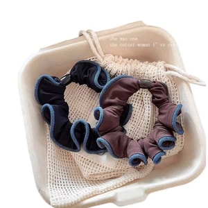  Korean version of Morandi black fungus edge high elasticity headband durable meatball head ponytail headband 2 pieces