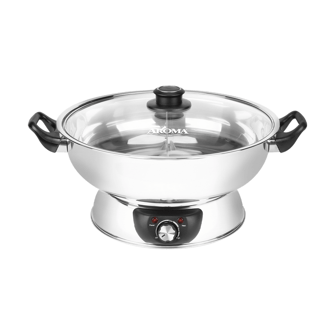 【Low Price Guarantee】5-Qt Stainless Steel Electric Shabu Hot Pot with Lid ASP-610, 2 Year Mfgr Warranty