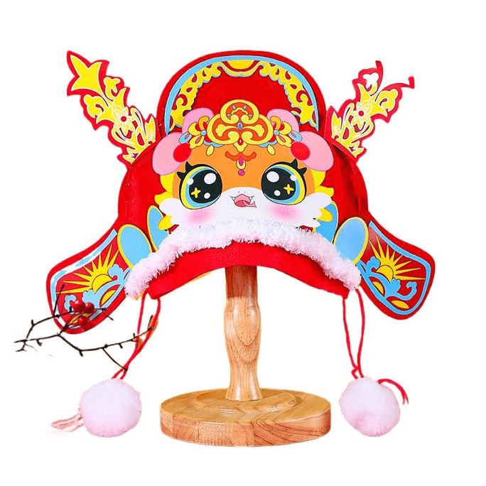 日本 【中国直送】 巳年 新年 手作り DIY 材料パック 子供用帽子 おもちゃ 幼稚園 パーティー パフォーマンス ヘッドドレス チャイニーズレッド 1パック