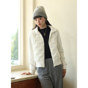 New Fleece Cardigan Warm Down Jacket Feather White M