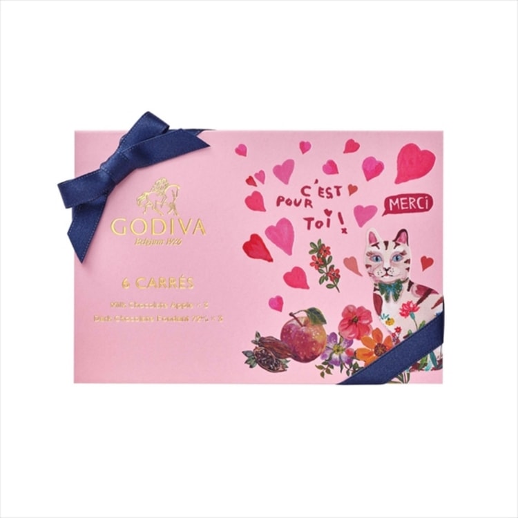 【日本からの直送】日本製 ゴディバ プレミアムチョコレート 2024 バレンタインデー限定 薄型ギフトボックス 6個入