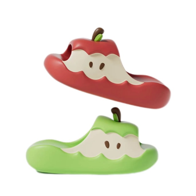 Yuanyang Apple Slippers Home Couple Style Anti-Slip Thick-Soled - Green + Red 42-43 Size 1 Pair