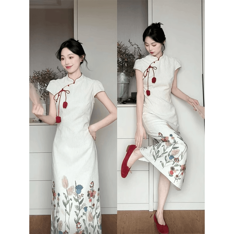 中国直送】Shuiyue Qinhuai 新作 中国風 花柄 チャイナドレス