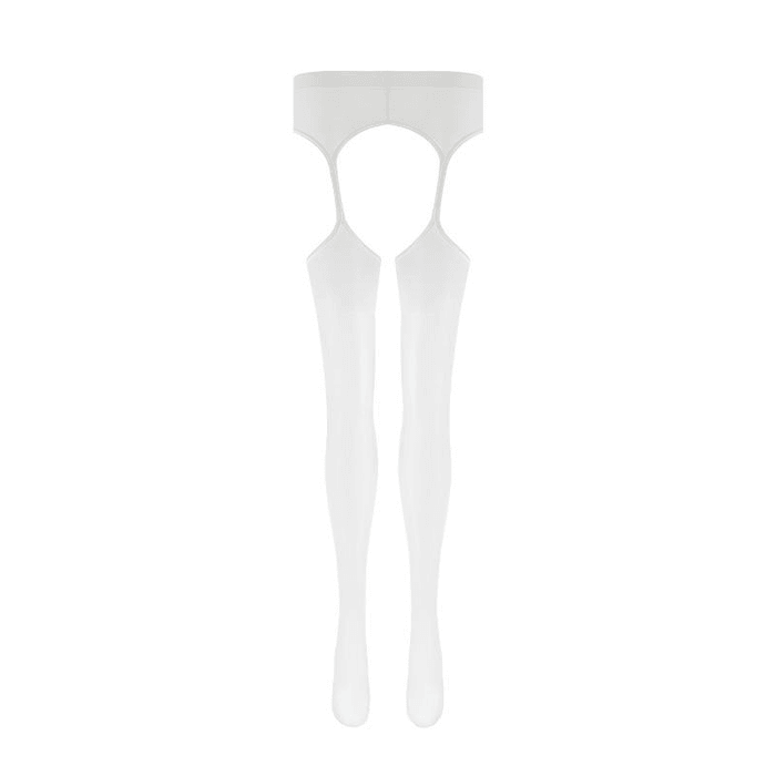 One-Piece Velvet-Touch Suspender Tights, Peach Scented, Snag-Resistant Hosiery, White, One Size