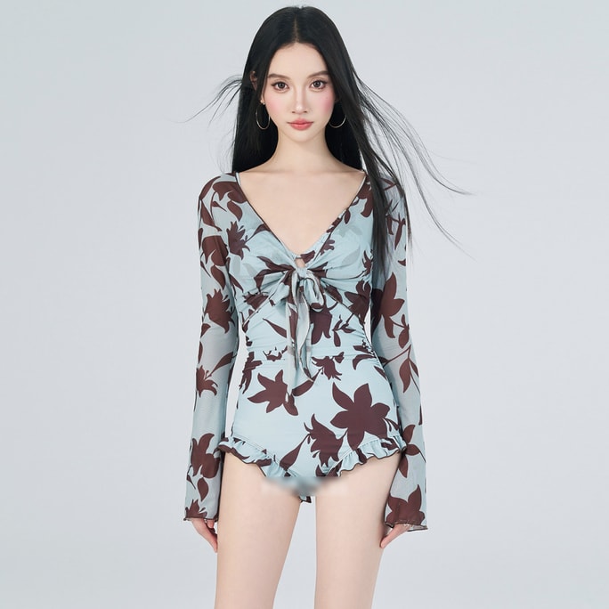 【中国直邮】 HSPM 绝美连体泳衣 花色M 1件 女士高级感纯欲性感度假泡温泉泳装