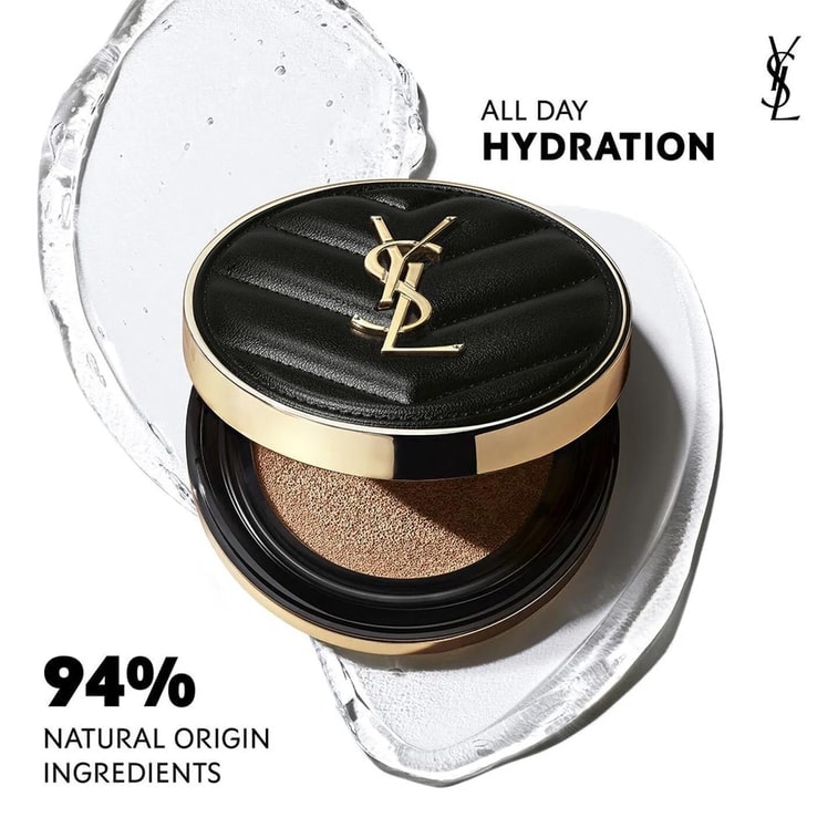 【Expédition directe de Hong Kong】 Japon Yves Saint Laurent fond de teint coussin en cuir noir, fond de teint coussin longue tenue mat #B10 Ivoire 14g Effet de maquillage mat velouté de premier ordre, haute couvrance, ne s'enlève pas, peau de crème transparente 3