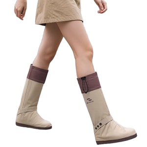 New Thickened Wear-Resistant High Tube Anti-Skid Waterproof Shoe Cover 1 Pair Light Khaki L
