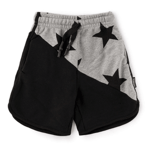 Nununu Kids Half And Half Star Sweatshorts - Black Heather Grey 6-7Y
