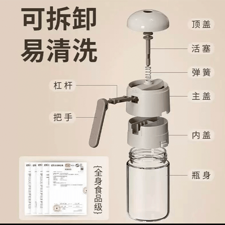 ペンギン Tuan Tuan 精密塩ディスペンサー 塩計量容器 計量塩ホルダー 防湿ガラス付き 塩、スパイス、コショウに適した調味料瓶 ウォームグレー 220ml 8