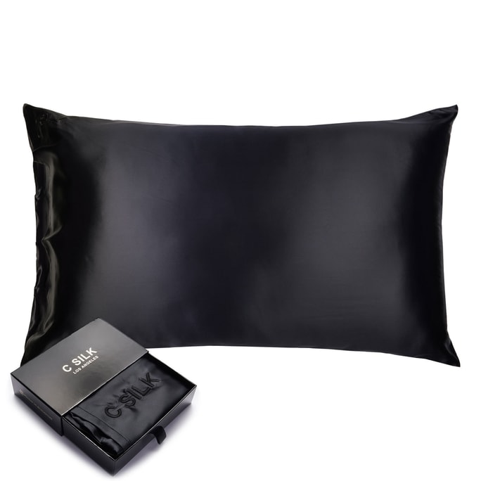 100% Mulberry Silk Pillowcase 19 momme Queen-Black