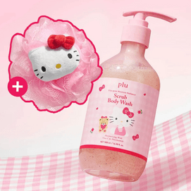 Vita Hydrating Glow-Lock Scrub Body Wash 500g + Bath Sponge, HELLO KITTY EDITION