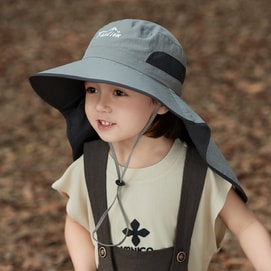 New Children's Outdoor Camping Summer Thin Mesh Large Brim Sun Protection And Sunshade Fisherman Hat Light Grey M
