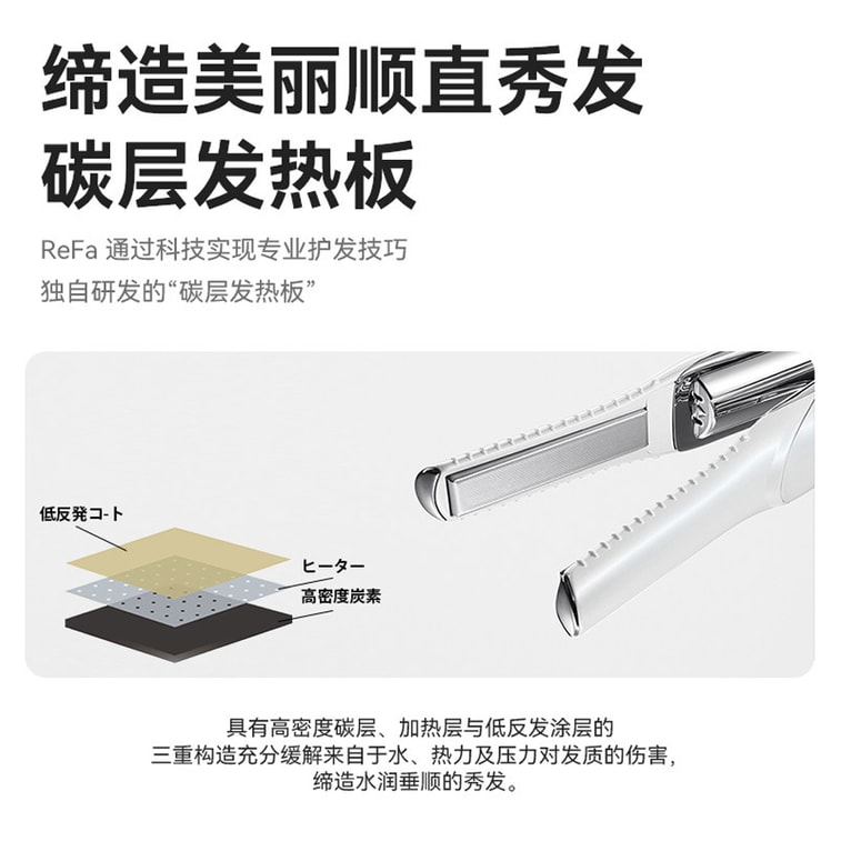 【Expédition directe du Japon】 REFA Japon mini fer à lisser/boucler rechargeable, 2-en-1, sans abîmer les cheveux, chargement USB, blanc ivoire, 1 pièce 5