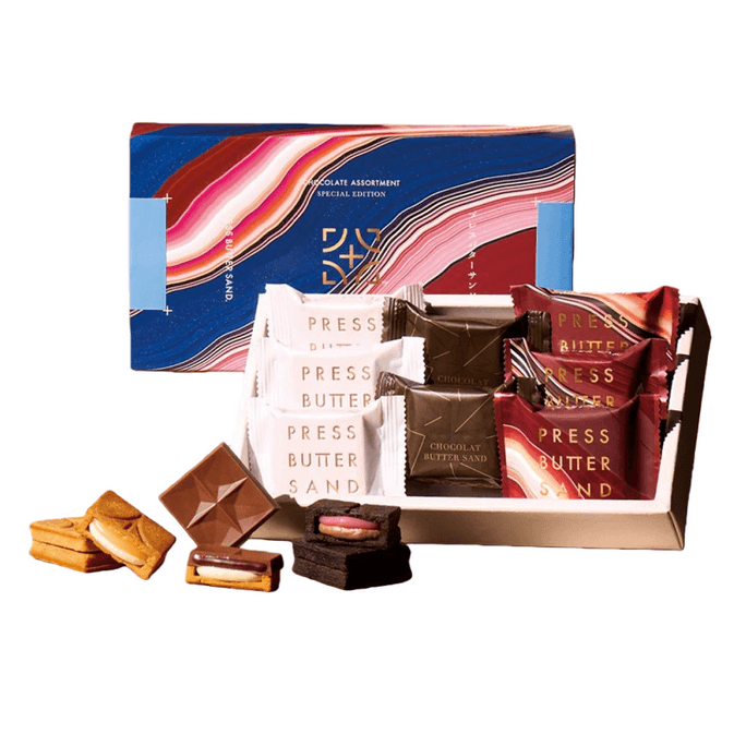 【日本直送】期間限定 プレスバターサンドクッキー（チョコレート味3種）8枚セット
