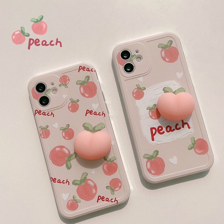 【中国直邮】 立体桃子捏捏乐解压手机壳适用苹果iPhone 16promax 3