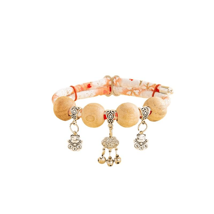 【中國直郵】 寵物時光 貓咪驅蟲項圈防跳蚤驅蚊圈貓鈴鐺長命鎖 適合3-8斤 粉四珠22cm*1件裝