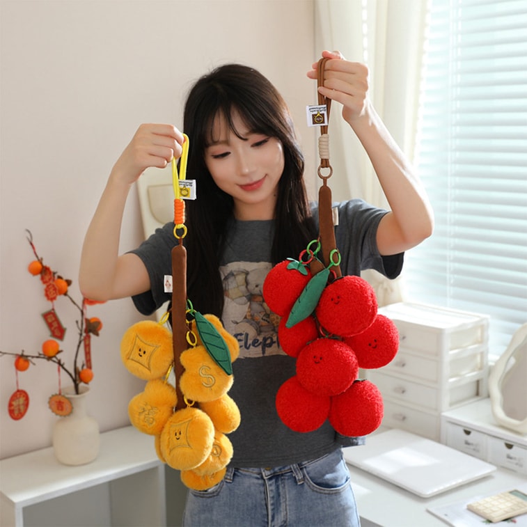 [中国から直送] HSPM 漫画ストリングシリーズ バックパックチャーム、漫画フルーツシリーズ ライチグレープショルダーバッグキーチェーンチャーム、トマトストリング F 4