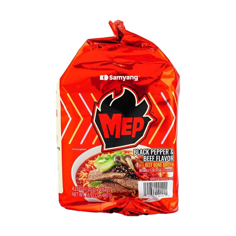 Mep Ramen - New Korean Style Instant Noodles, Black Pepper and Beef Flavor , 4.23 oz* 4 Pack 【New Trendy】 6