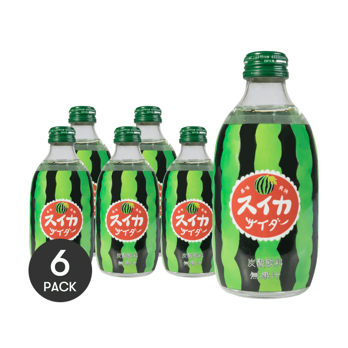 日本TOMOMASU友桝 西瓜味汽水 果味碳酸饮料  300ml *6【6份超值装】