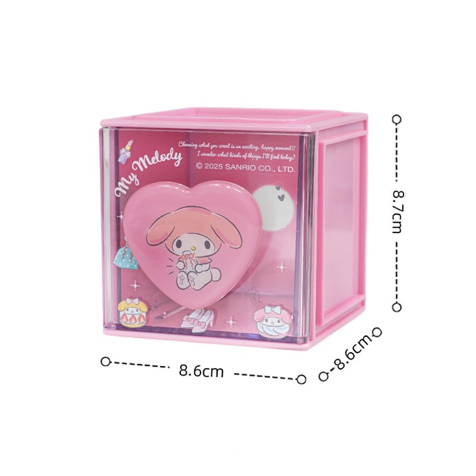 Sanrio Series Genuine Jenga Square Small Storage Box Storage Box Dormitory Car Desktop Cosmetics Toys Headphone Cable Cartoon Cute Adorable - My Melody 1Pc
