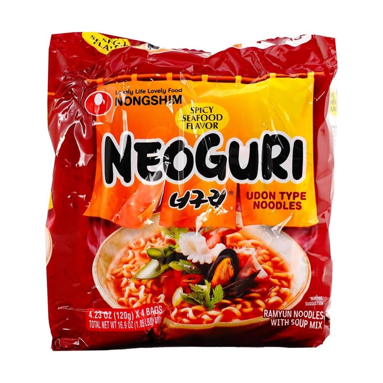 Neoguri Udon Ramen Instant Noodle Spicy Seafood Flavor, 4 Pack,16.9 oz 【BTS Jeon Jeongguk's Pick】 3