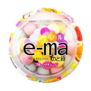 日本UHA悠哈 味覺糖 e-ma維C木糖醇爽喉糖 什錦水果味 33g【繽紛果味 潤喉清新】