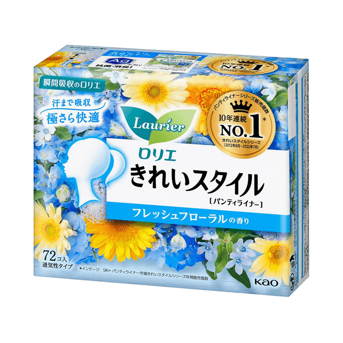 Laurier Cotton Soft Ultra-permeable Sanitary Pads (old and new packaging shipped randomly) Fresh Floral Scented 14CM 72 pieces